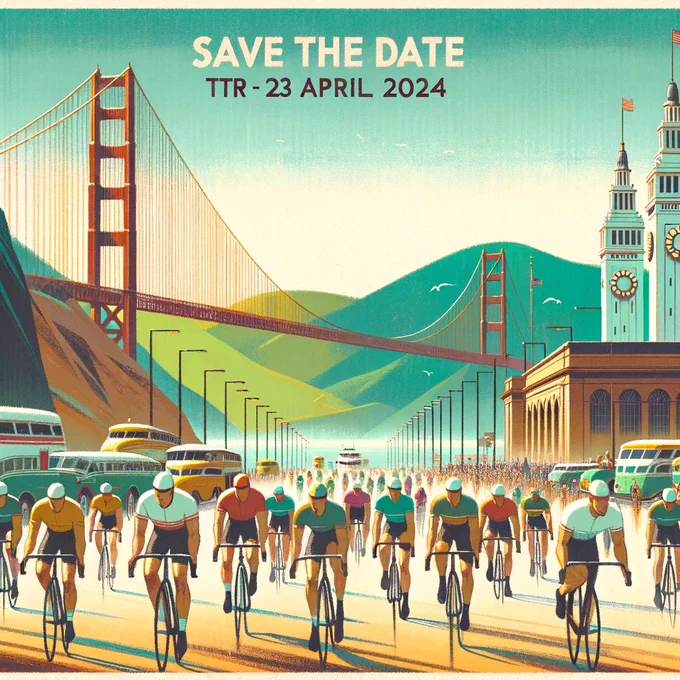 "I've created a new image that includes the Ferry Building and a diverse group of cyclists, with a focus on including female riders as well. The building previously mentioned has been removed, putting more emphasis on the iconic San Francisco scenery. If you have any more requests or need further adjustments, just let me know!" 