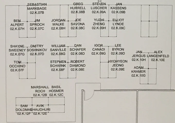 Seating map at Facebook's MPK campus.