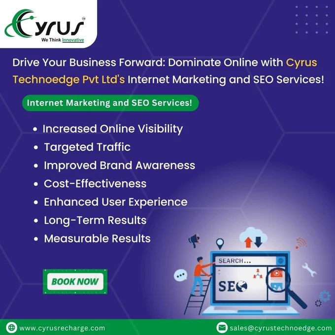 Welcome to Cyrus TechnoEdge Pvt Ltd! 🌐 Are you a new business owner looking to boost your online presence and skyrocket your success? Look no further! Our Internet marketing and SEO services are tailored just for you.
1️⃣ Strategic SEO Solutions
2️⃣ Targeted Social Media Marketing
3️⃣ Content Creation and Optimization
4️⃣ Data-Driven Analytics
5️⃣ Comprehensive Online Reputation Management
Ready to take your business to the next level? Contact us today to learn more about how our Internet marketing and SEO services can help you dominate the digital landscape! 🚀
Learn More About Us : 
https://cyrustechnoedge.com/internetmarketingandseo.aspx
#CyrusTechnoEdge #DigitalDominance #BusinessSuccess #ORM #ReputationManagement #Analytics #DataDrivenMarketing  #ContentMarketing #ContentCreation #SocialMediaMarketing #SMM #BrandBuilding #SEO #SearchEngineOptimization #DigitalMarketing