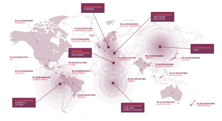 A map of the world with points and lines.
