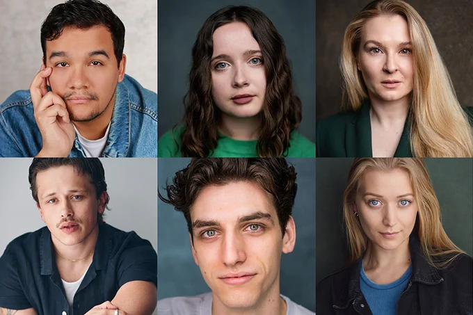 A photo showing six headshots of performers against neutral backgrounds 
