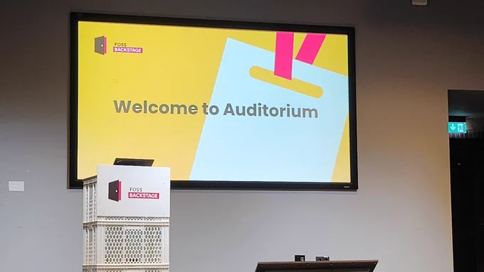 Welcome Auditorium stage at FOSSbackstage. 