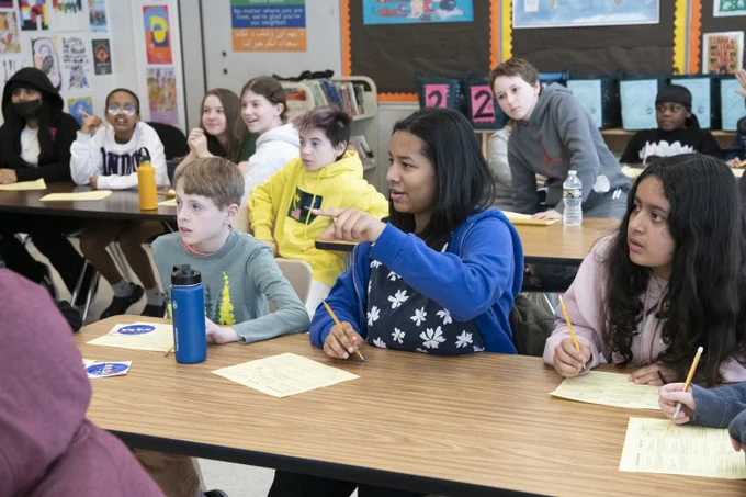 Students in the classroom during Career Day.