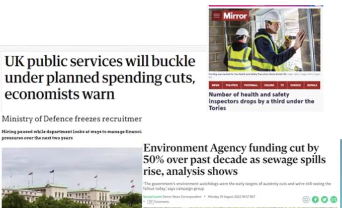 News headlines highlighting the current strain on our public services