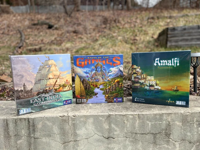 East India Company, Rajas of the Ganges and Amalfi Coast game boxes 