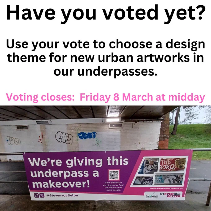 Image of poster in Stevenage underpass
