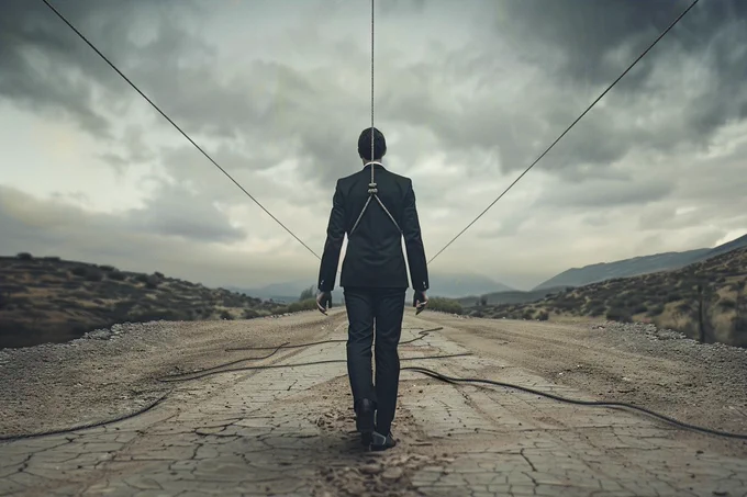 This shows a man on strings.
