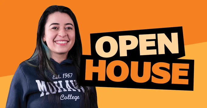 Open House Logo with Mohawk student