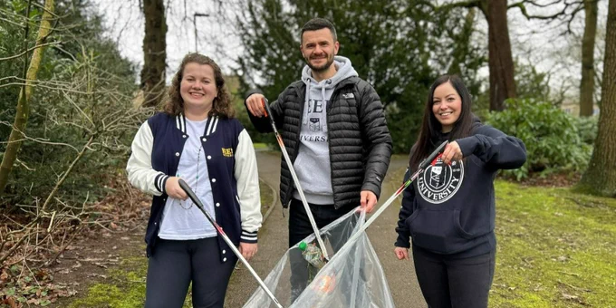 Staff at Keele taking part in a litter pick.