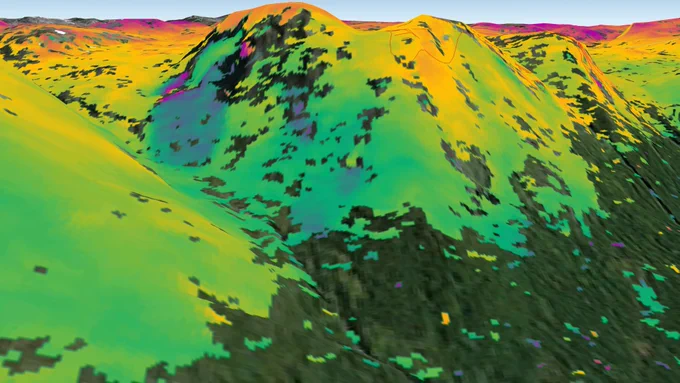 Satellite image of landslide monitoring.
Image credit to European Space Agency (ESA).