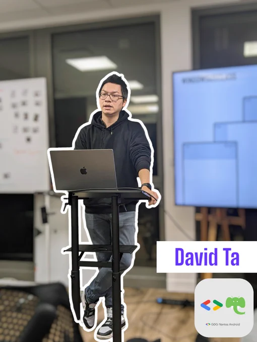 David Ta présente son talk "Why is adaptive layout a nightmare?"  au meetup GDG Nantes Android chez Ippon Technologies.