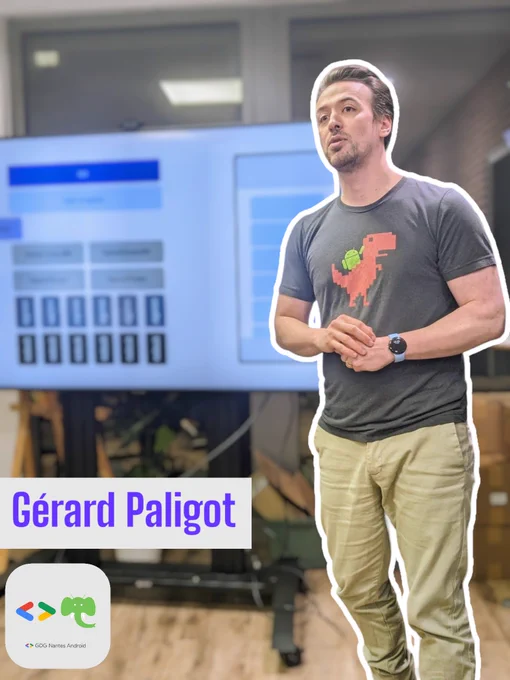 Gérard Paligot présente son talk "Why is adaptive layout a nightmare?"  au meetup GDG Nantes Android chez Ippon Technologies.