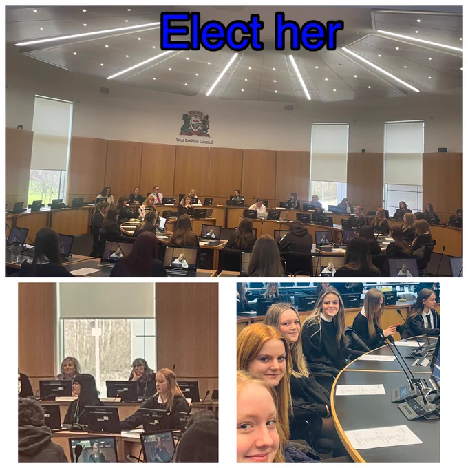 3 images showing Council Chambers populated by young people and Council members.