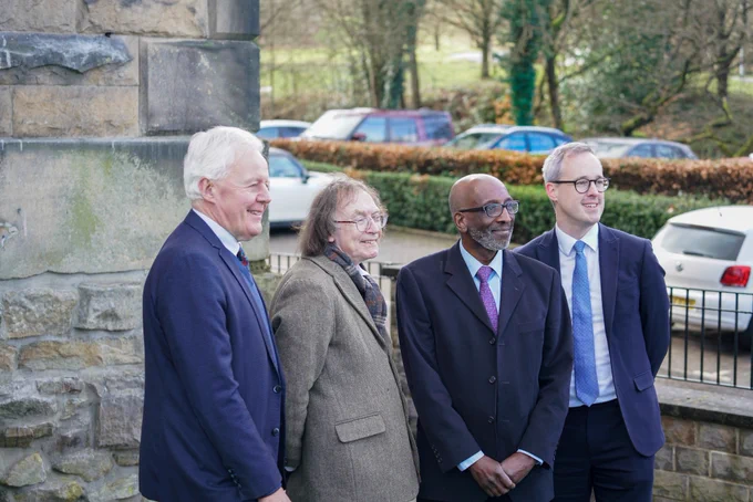 Duncan Wilson, CEO Historic England, Professor Ronald Hutton, Interim Chair Blue Plaques panel,  Robert Steele, son of Daphne Steele, Arts and Heritage Minister Lord Parkinson
