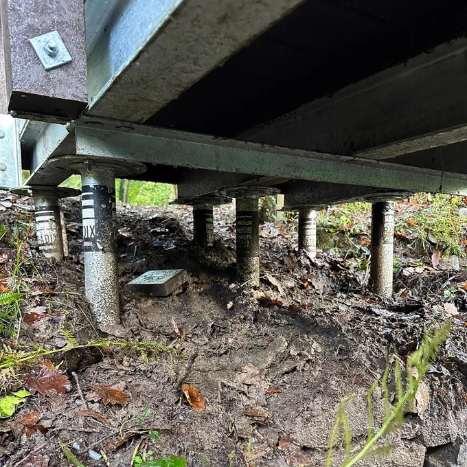 Ground screws supporting bridge | Pedestrian bridge