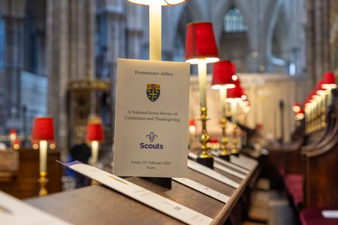 An order of service standing on the quire stalls in Westminster Abbey