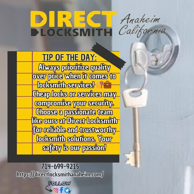 👇 | Contact us at:
☎ | 714-699-9215
🌐 | Visit https://directlocksmithanaheim.com