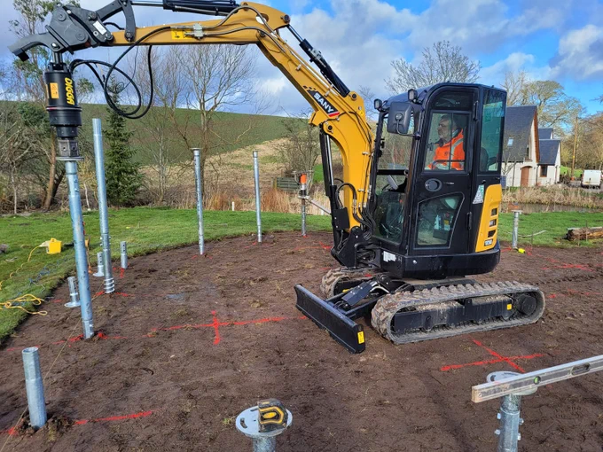 Screw foundations installer | SANY Excavator SY26U | No More Digging