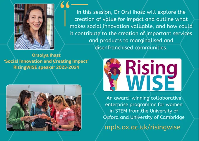 Speaker card showing headshot image of speaker Orsi and RisingWISE logo, along with title of session
