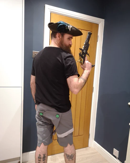 Behaving beardly with his back to the camera and posing in real Obsidian Underpants and FerryMan Postol from the game Sea of Thieves