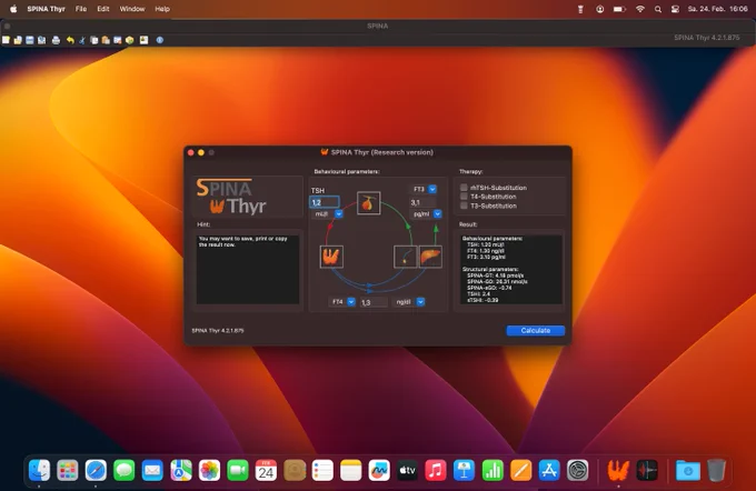 Screenshot of SPINA Thyr 4.2.1 on macOS Ventura 13.6.4