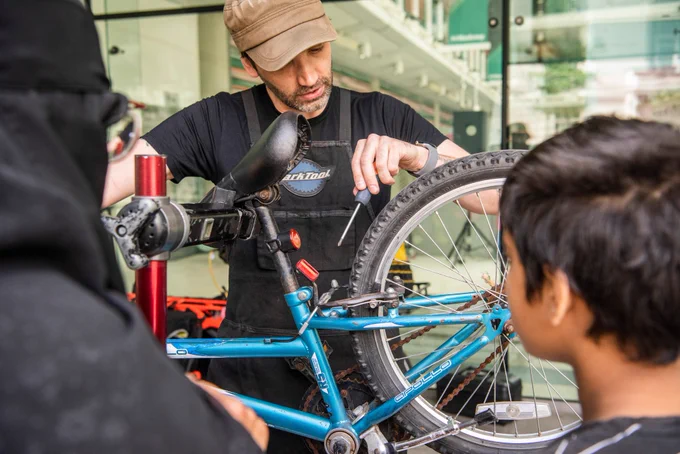 Photo of a bike being repaired
