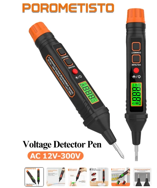 Non-Contact Voltage Tester AC 12V-300V Electrical Pen with LCD Display and Buzzer Alarm, Wire Breakpoint, Live/Null Wire Tester