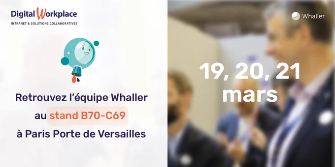 🚀 Plongez dans le futur du travail avec Whaller au Salon @DigitWorkplace !

📆 19, 20 et 21 mars
⏰ 09h30 à 18h00
📍 Porte de Versailles - Stand B70-C69

Rejoignez-nous pour découvrir nos solutions collaboratives qui transformeront vos espaces numériques de travail 🤗

#FutureOfWork #DigitalWorkplace #RSE #Intranet

🔗 Pour plus d'informations : https://www.salon-intranet.com/info_societe/585/whaller.html