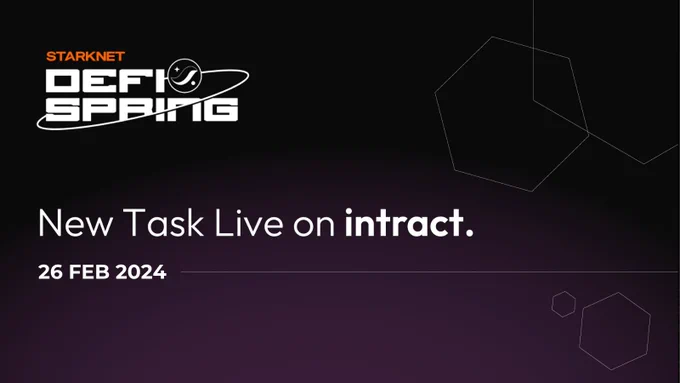 New Starknet Defi Spring quest is live on Intract