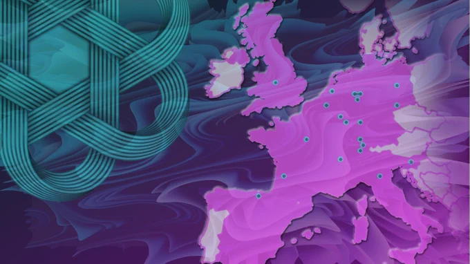 Background banner for MACRAMÉ Partner Spotlights: the typical MACRAMÉ background, overlaid with the Project logo and a map of Europe, indicating the partner locations.