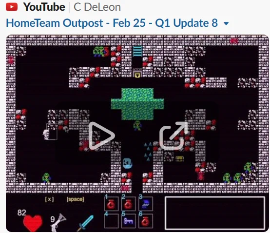 hometeamgamedev.com progress report video screenshot showing an arcade game