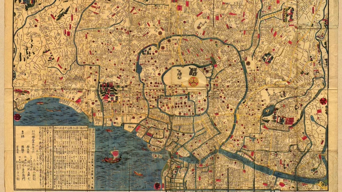 Edo Kôka era map of Edo (present day Tokyo) from 1844 to 1848. (Scanned University of Texas Libraries (UT Library Online))
