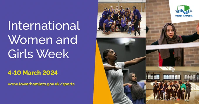Poster showing women taking part in sports activities