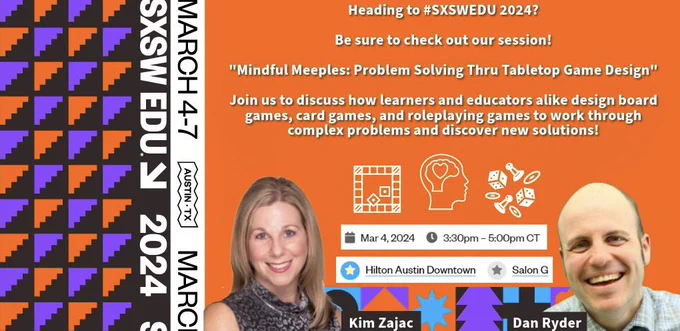 ✈ Super excited to be touching ground in Austin next week for #SXSWEDU! If you're heading that way, join @WickedDecent & me to take SEL, mindfulness, game design and problem solving to a whole new level! You can find us in the SXSW EDU 2024 Schedule @ https://schedule.sxswedu.com/2024/events/PP136828