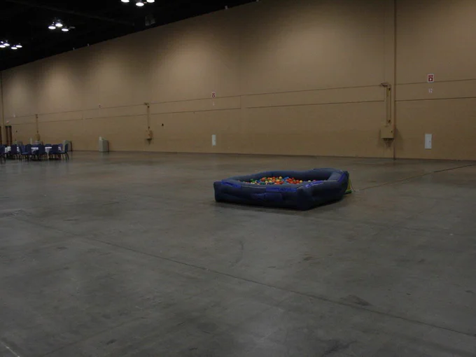The Tumblr ball pit -- a sad, lone ball pit in the middle of an empty convention space.
