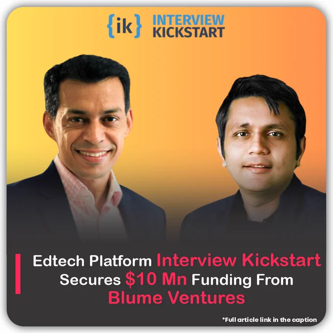 Edtech Platform Interview Kickstart (IK) has raised $10 million in venture capital funding. This #investment comes from Blume Ventures, a leading global VC firm known for its support of innovative startups.



With this new capital injection, they are poised to expand their reach and impact, enabling even more aspiring tech professionals to achieve their dream #career goals.



Among the more than 500 instructors at Interview Kickstart are engineers and recruiters from tech #companies such as Microsoft, Amazon, Facebook, Google, and others.



Interview Kickstart is a global leader in career up-leveling, committed to elevating the careers of tech professionals by helping them land their dream #jobs with top tech companies.



Interview Kickstart Ryan Valles (He/Him) 🇺🇦 Soham Mehta Blume Ventures 



Read more - https://viestories.com/interview-kickstart-secures-10-mn-funding-blume/



To share your startup story write us on - startup@viestories.com



#interviewkickstart #edtech #sta