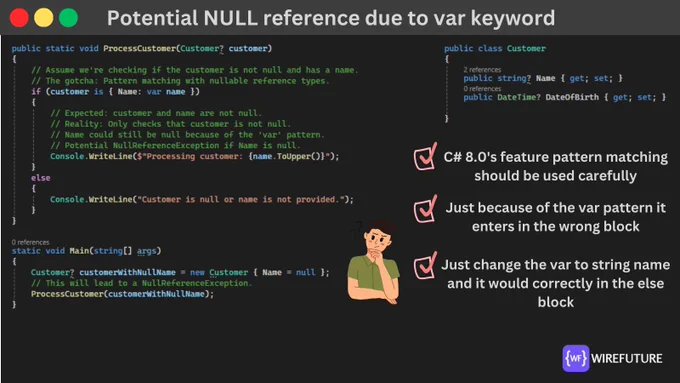 C# gotcha with pattern matching and var keyword