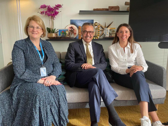 @BurdettTrust Chief Executive Shirley Baines, @WHO Director-General @DrTedros and @NursingNow2020 Prof Aisha Holloway meet regarding ambitious nursing agenda