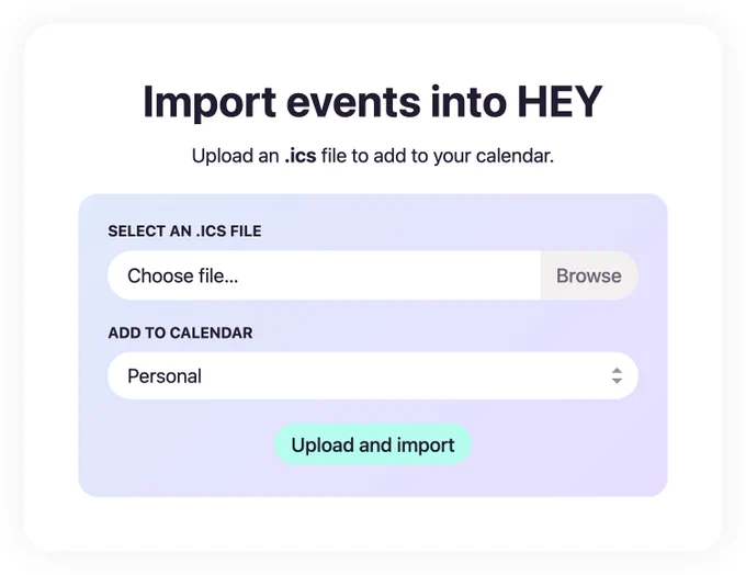 Form to import events into HEY