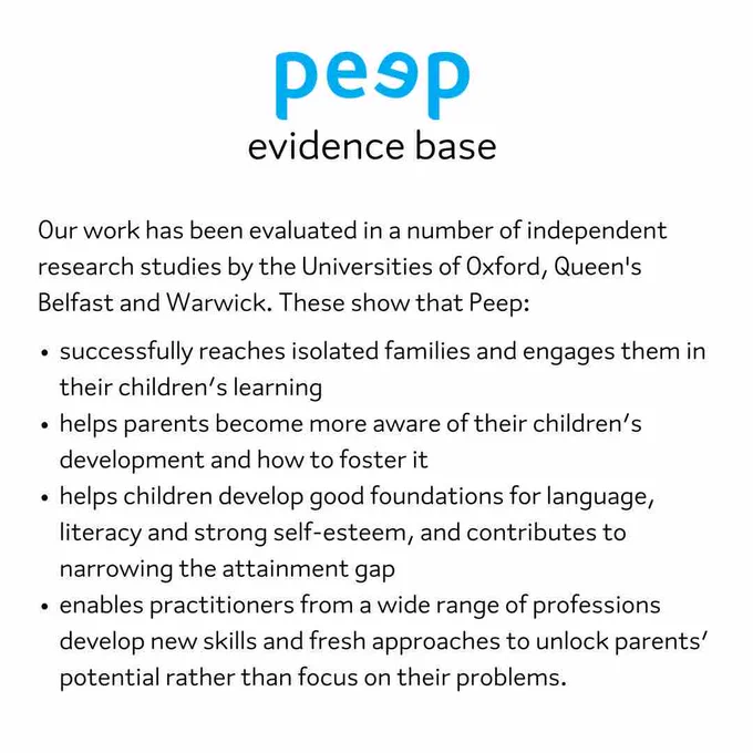 Details of the Peep evidence base 