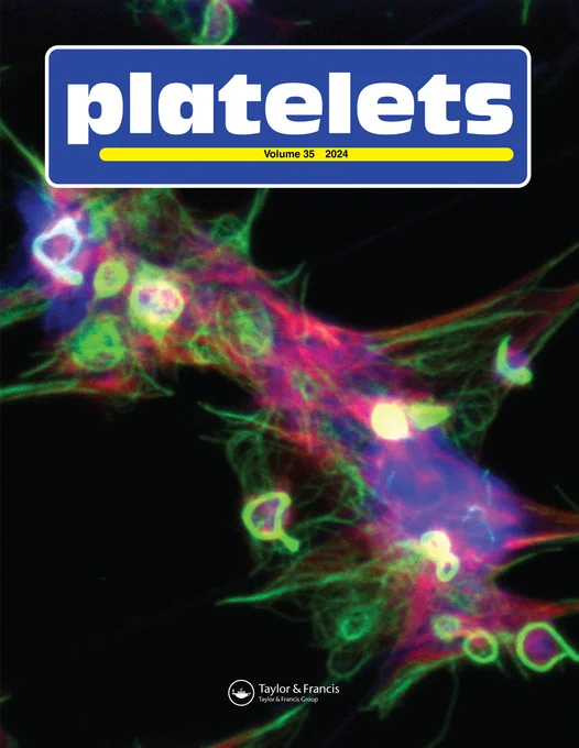 Here, healthy human platelets spread on collagen in the presence of IgM derived from Waldenström Macroglobulinaemia patient plasma. Actin in red, α-tubulin in green and IgM in blue.