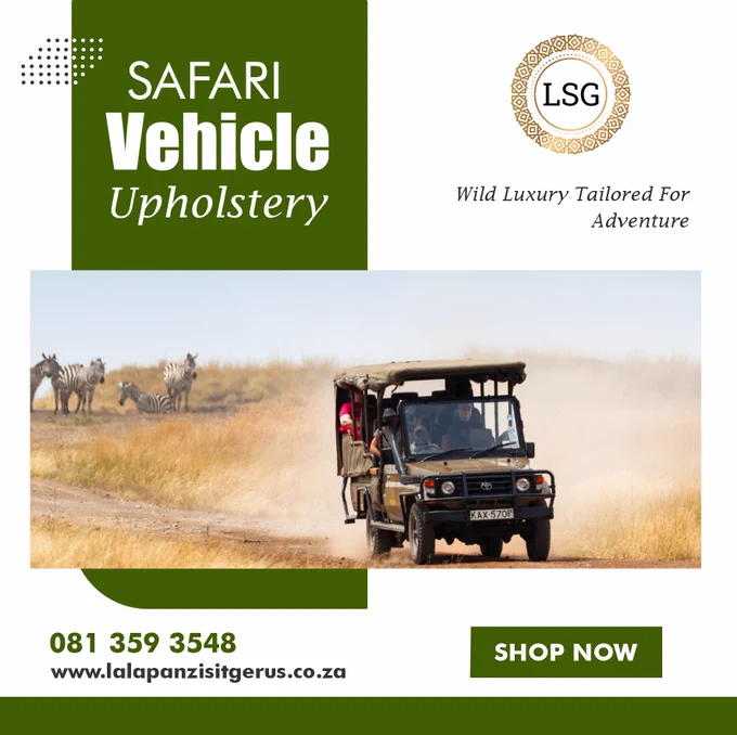 Safari Vehicle Upholstery 

Calling All Game Viewing Companies!

Elevate Your Safari Experience with LSG Conversions in Mpumalanga! 

Upgrade your safari fleet for an unparalleled wildlife experience! Seamlessly communicate with guests and make every journey extraordinary. 

Contact us today to elevate your adventure! 

📞 Call: 081 359 3548
📧 Email: info@lalapazi.co.za
🌐 Website: www.lalapanzisitgerus.co.za

#GameViewingUpgrade #SafariEnhancement #LSGConversions