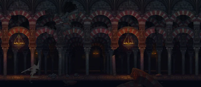 Escenario inspirado en el interior de la Mezquita-Catedral de Córdoba.