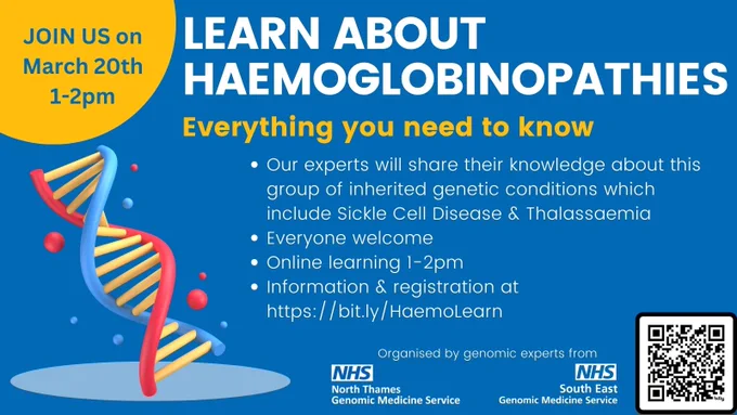 Information about our online session to learn more about genomics and heamoglobinopathies.
