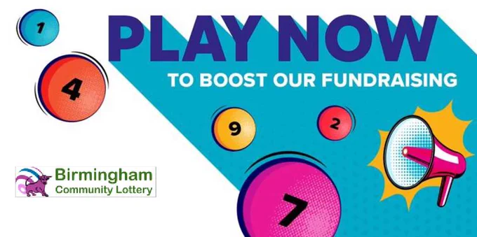 Poster which says "Play now to boost our fundraising." Number balls and megaphone in a pop art style