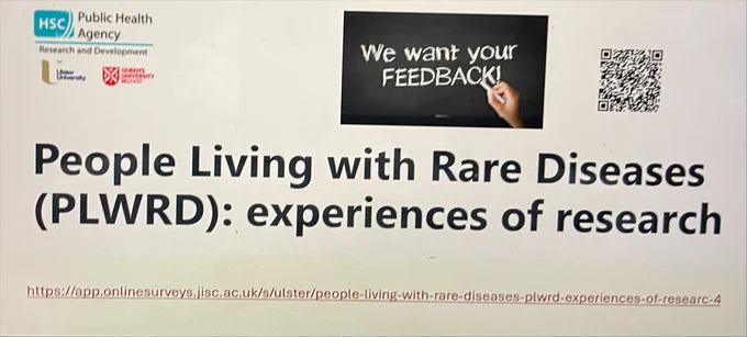 Image is a screeenshot of the survey for people living with rare diseases - we are seeking views from patients, carers, and family members on their experience of research whether they have participated, wish to participate, or are not interested in participating at all.
