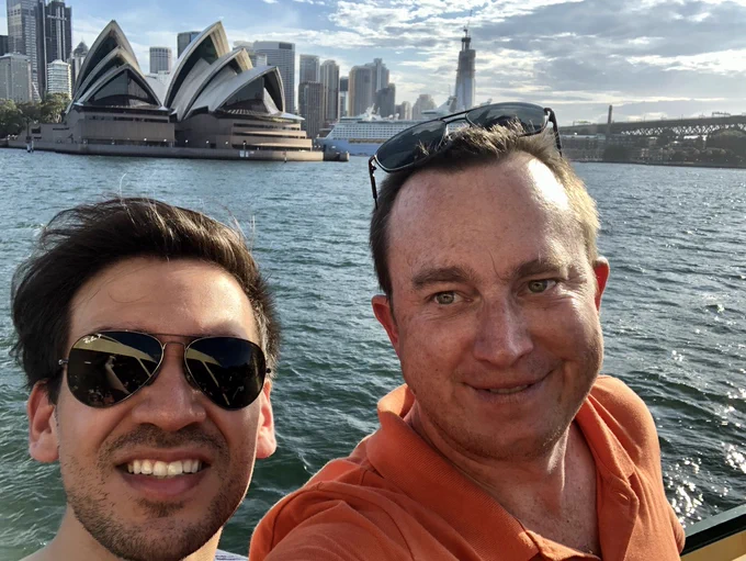 David and Erik in Sydney Harbor