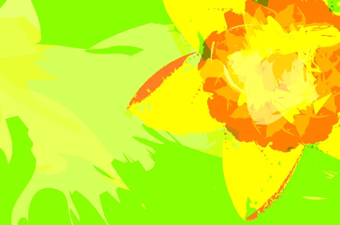 A graphic illustration of a daffodil on a green background. 
