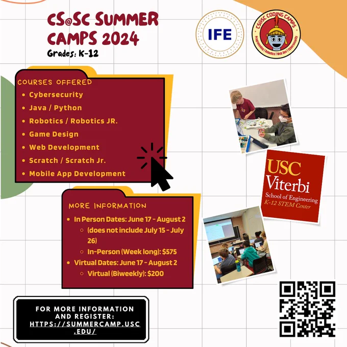 Summer 2024 Registration Flyer for CS@SC.
