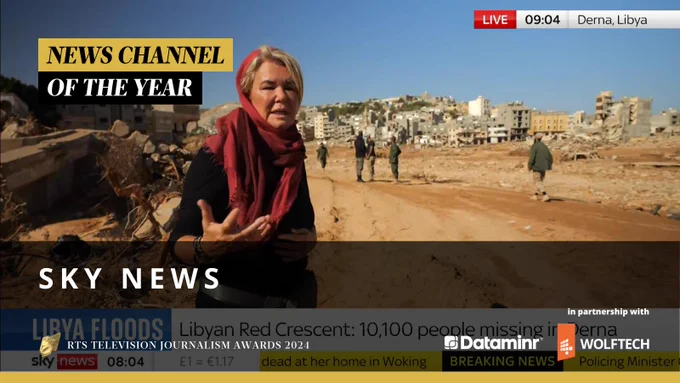 A graphic for the News Channel of the Year award, which announces Sky News as the winner
